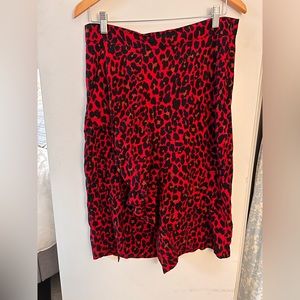Zara faux wrap skirt in fun red leopard print. MIDI length size large